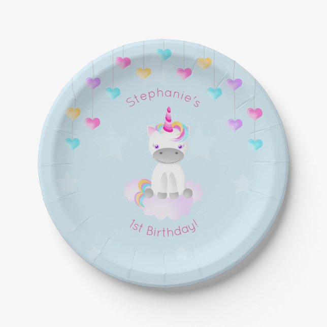 Plato De Papel Unicornio mágico (Anverso)
