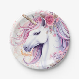 Plato De Papel Unicornio mágico