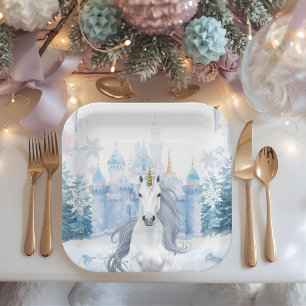 Plato De Papel Unicornio Mágico del País de las Maravillas de Inv