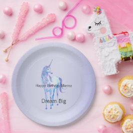 Plato De Papel Unicornio mágico púrpura Ombre