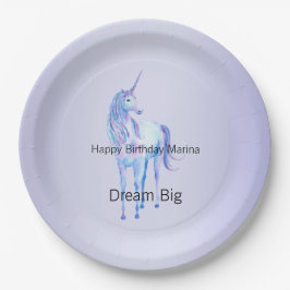 Plato De Papel Unicornio mágico púrpura Ombre