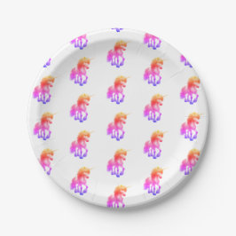 Plato De Papel Unicornio Neon