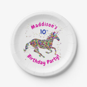 Plato De Papel Unicornio - Papel de fiesta de cumpleaños - 10°