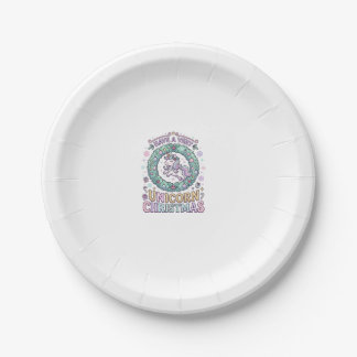 Plato De Papel Unicornio Tiene una Navidad muy Unicornio Negrita