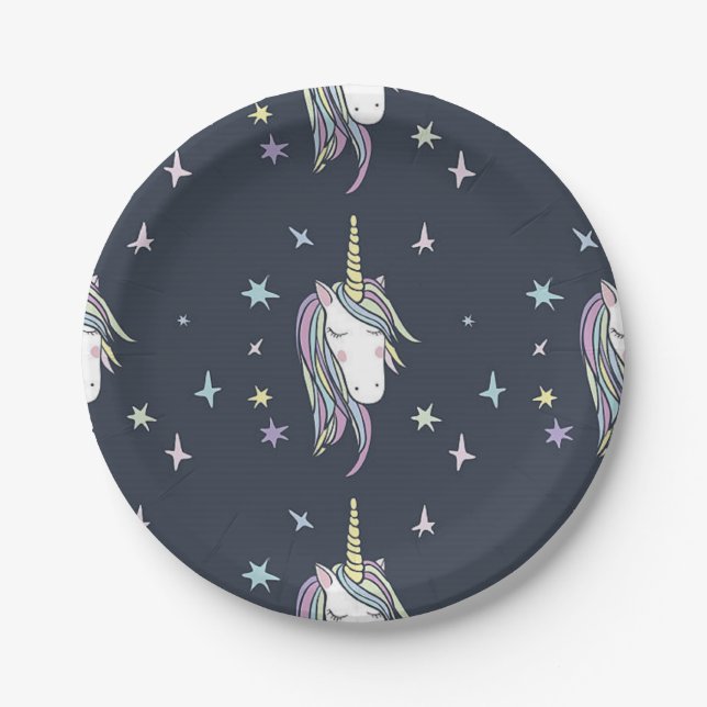 Plato De Papel Unicornio Uno (Anverso)