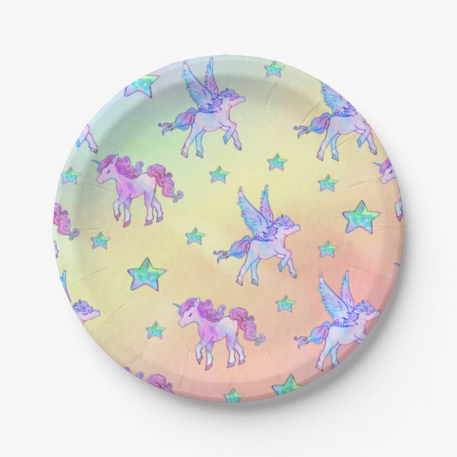 Plato De Papel Unicornio y Pegasus (Anverso)