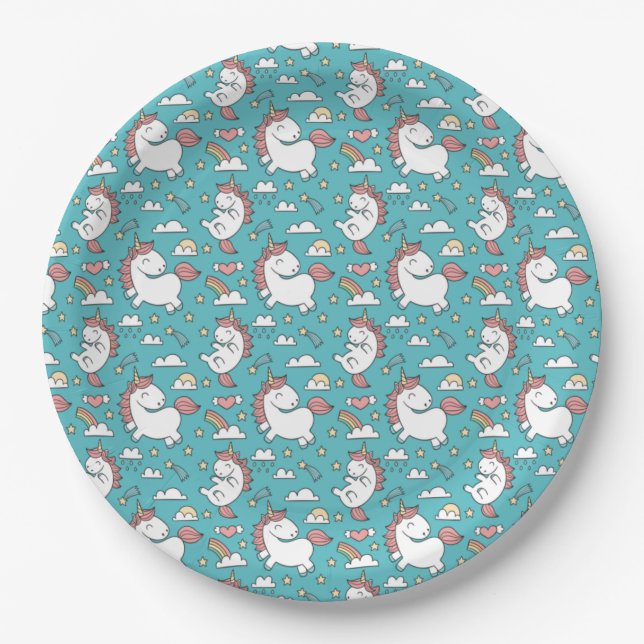 Plato De Papel Unicornios (Anverso)