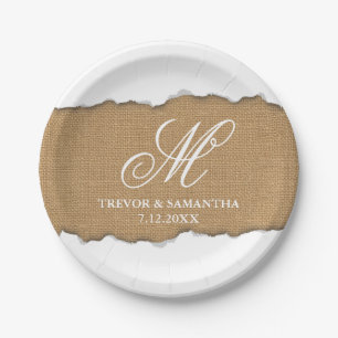 Plato De Papel Únicos rasgados hacia fuera miran la boda del