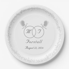 Plato De Papel Unidad Nupcial Boda Monogramada Católica