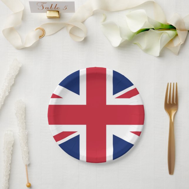 Plato De Papel Union Jack British Flag UK (Boda)