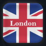 Plato De Papel Union Jack London ~ Bandera británica<br><div class="desc">Bandera del Reino Unido de Gran Bretaña e Irlanda del Norte con texto de Londres. Déjalo como está,  texto personalizar,  o deja en blanco.</div>