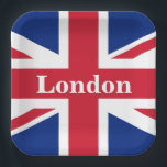 Plato De Papel Union Jack London ~ Bandera británica<br><div class="desc">Bandera del Reino Unido de Gran Bretaña e Irlanda del Norte con texto de Londres. Déjalo como está,  texto personalizar,  o deja en blanco.</div>