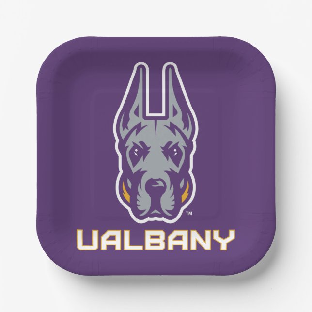 Plato De Papel Universidad de Albany Great Danes (Anverso)