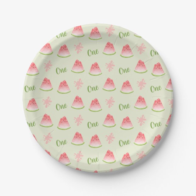 Plato De Papel Uno en Melón Cumpleaños (Anverso)