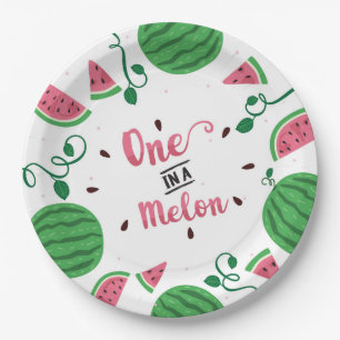 Plato De Papel Uno En Una Placa De Cumpleaños De Melón