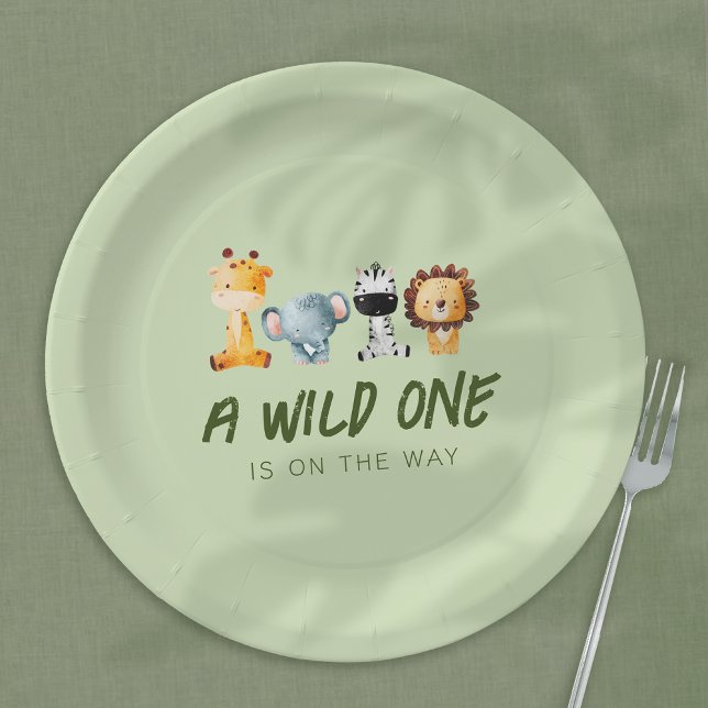Plato De Papel Uno Salvaje Está En Camino De Safari Baby Shower (Subido por el creador)