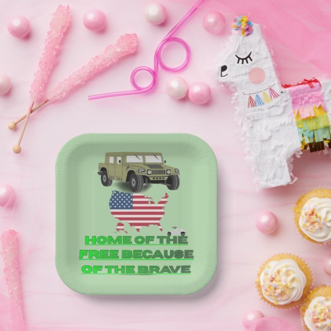 Plato De Papel Unstoppable veterans pale green  (Fiesta)