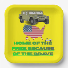 Plato De Papel Unstoppable veterans yellow