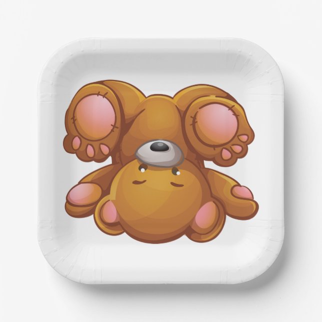 Plato De Papel Upside Down Teddy Bear (Anverso)
