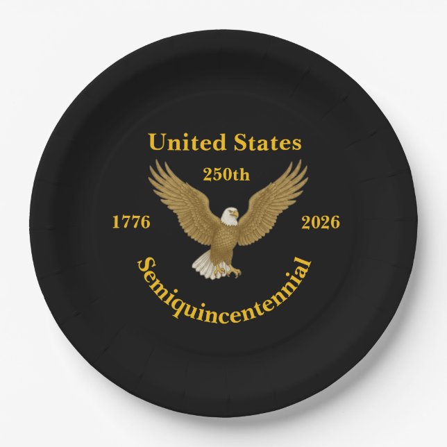 Plato De Papel USA 250 Elegant Black Paper Plates (Anverso)