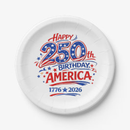 Plato De Papel USA America 250th Anniversary Patriotic