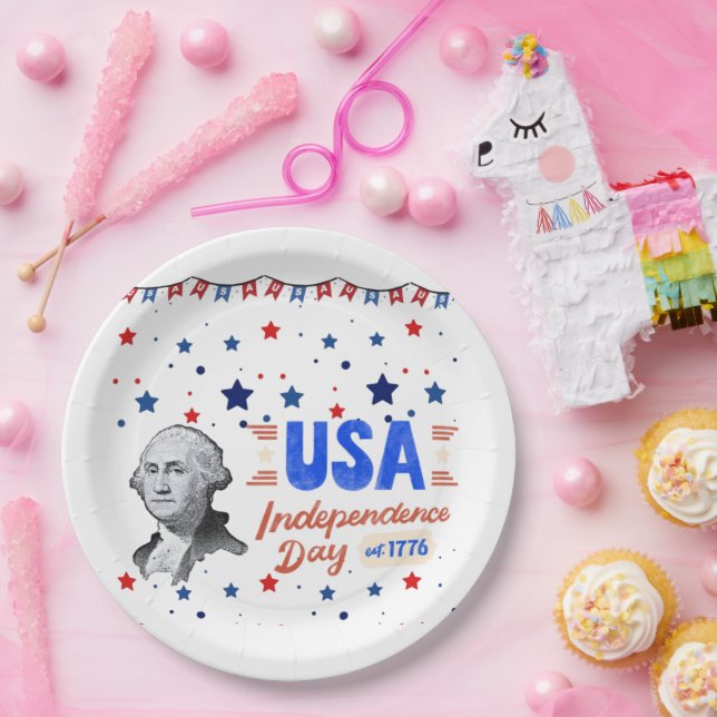 Plato De Papel USA Independence Day (Fiesta)