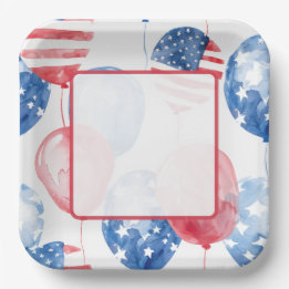 Plato De Papel USA Patriótico 4 de Julio