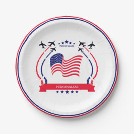 Plato De Papel USA Red White & Blue Cualquier Ocasión Suministros