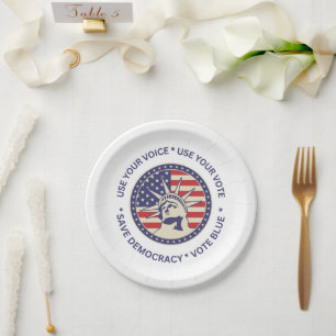 Plato De Papel Usa tu distintivo de libertad patriótica