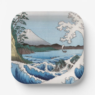 Plato De Papel Utagawa Hiroshige - Mar frente a Satta, Provincia 