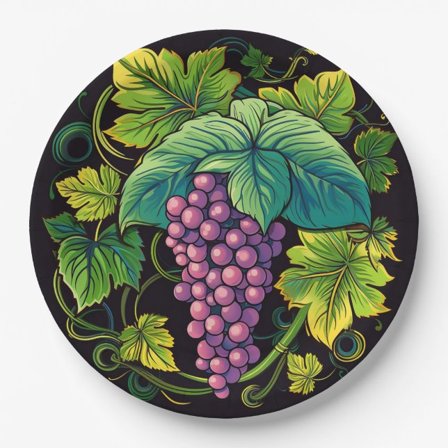 Plato De Papel Uvas (Anverso)