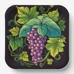 Plato De Papel Uvas