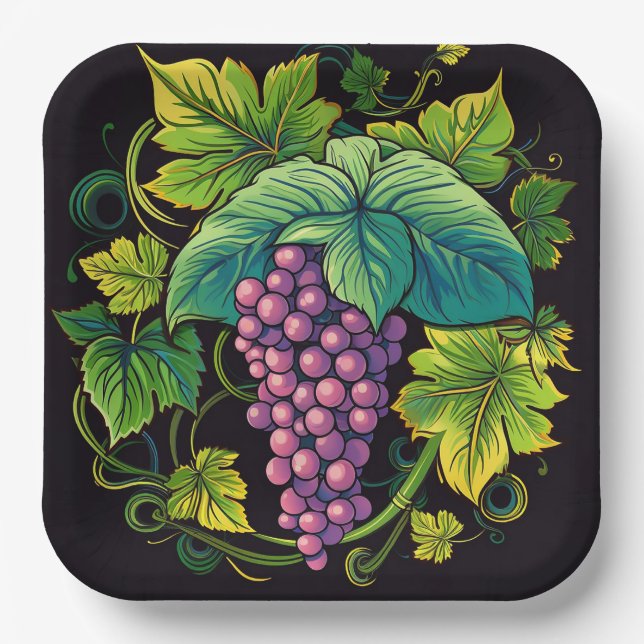 Plato De Papel Uvas (Anverso)
