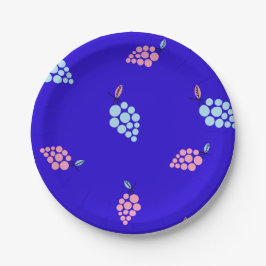 Plato De Papel Uvas azules y rosas Placa de papel