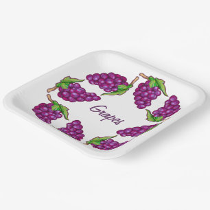 Plato De Papel Uvas de fruta