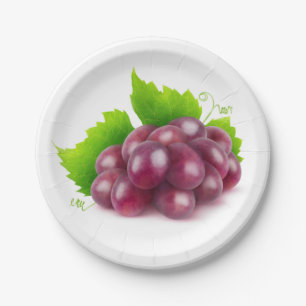 Plato De Papel Uvas rojas