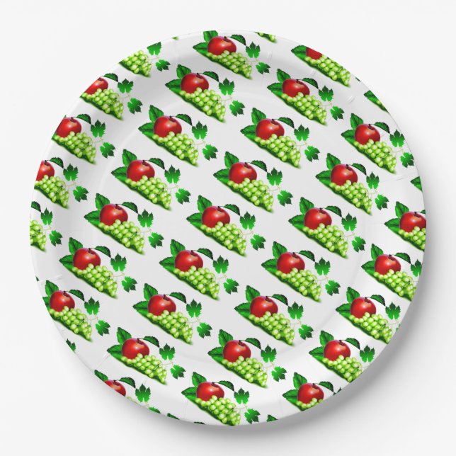 Plato De Papel Uvas y Manzanas (Anverso)
