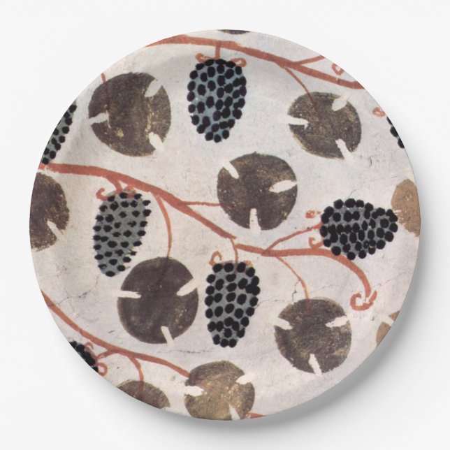 PLATO DE PAPEL UVAS Y VIDES EGIPCIAS ANTIGUAS  (Anverso)
