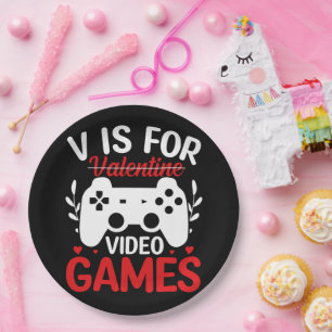 Plato De Papel V es para juegos de video con San Valentín cruzado