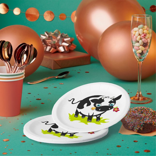Plato De Papel Vaca con flor (Subido por el creador)