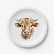 Vaca de Jersey con flores Cumpleaños de Chica Flor