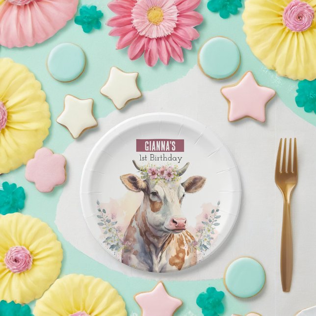 Plato De Papel Vaca de primavera - Fiesta de cumpleaños - (Subido por el creador)