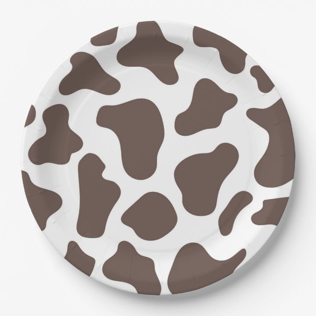 Plato De Papel Vaca de vaca imprime Fiesta de rodeo occidental sa (Anverso)