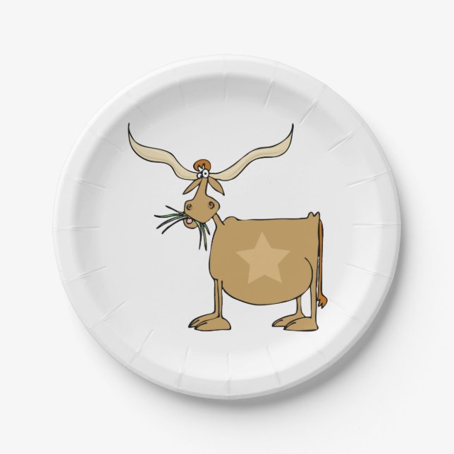 Plato De Papel Vaca Longhorn de Texas (Anverso)