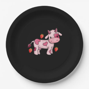 Plato De Papel Vaca rosada de fresa