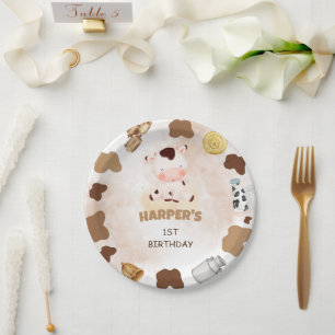 Plato De Papel Vaca sagrada acuarela cumpleaños lindo 