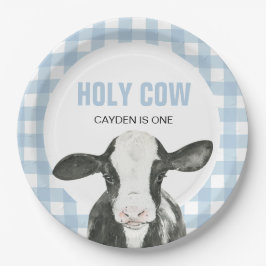 Plato De Papel Vaca Sagrada Cumpleaños de Placas de Papel de Cuad