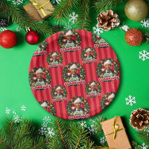 Plato De Papel Vacaciones de navidades Patrón Merry Clarkmas
