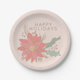 Plato De Papel Vacaciones de Poinsettia y pulverizadores