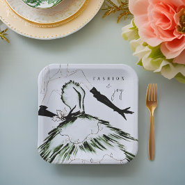 Plato De Papel Vacaciones del modelo de moda de color de agua de